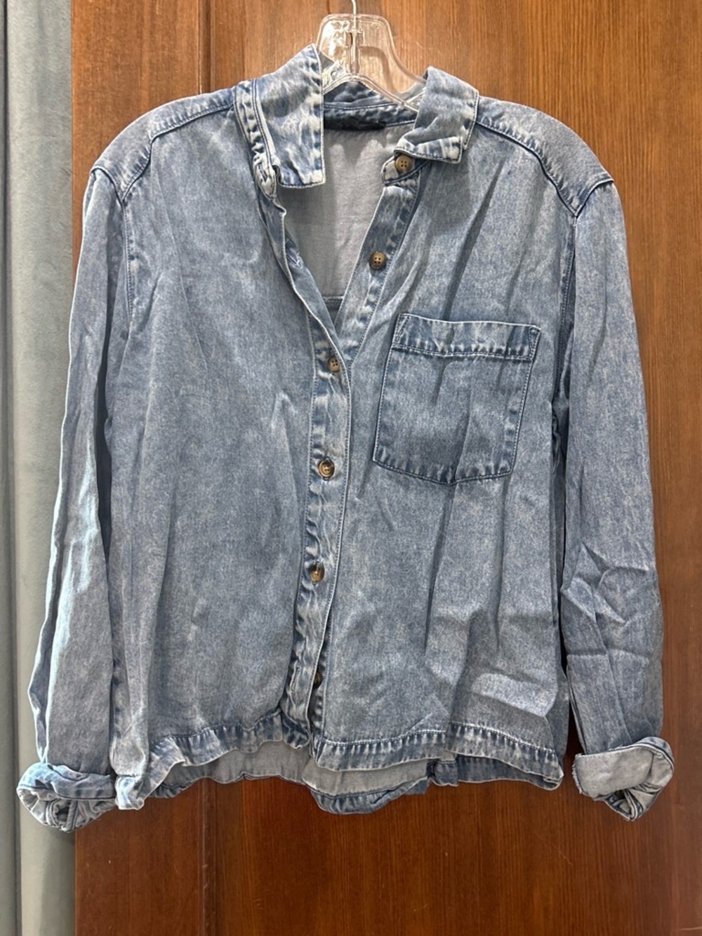 Light Wash Denim Button-Up Shirt
